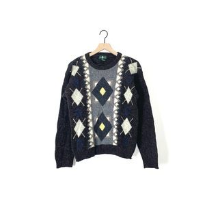 Hunt Club 100% Shetland wool argyle sweater size M